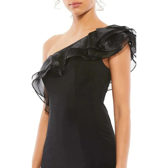 NWT Mac Duggal 26372 One Shoulder Ruffled Long Dress with Side Slit - Formal - Picture 3 of 9